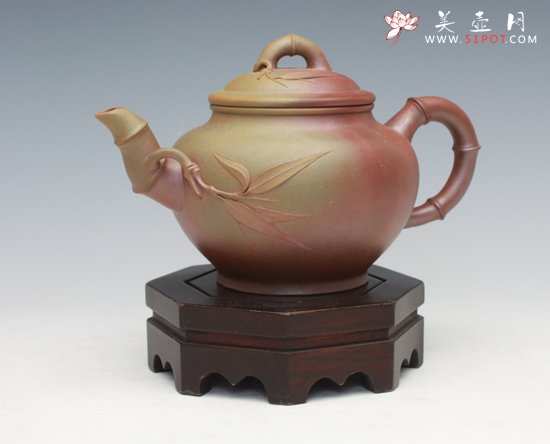 紫砂壶图片：小樱竹节(窑变) - 美壶网