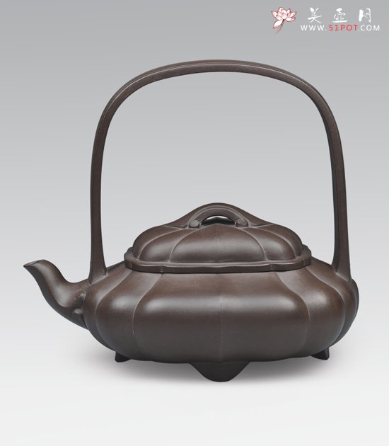 紫砂壶图片：菱花提梁 - 美壶网