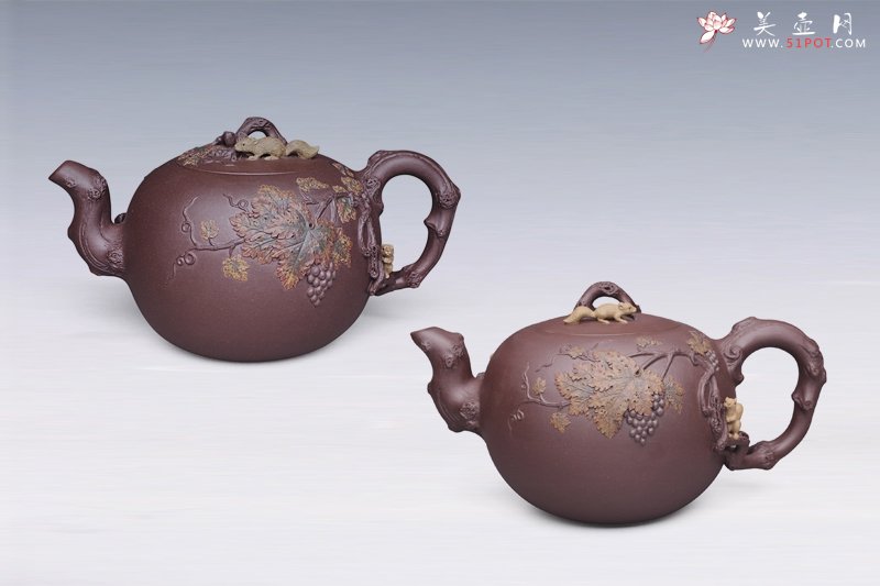 紫砂壶图片：松树葡萄 - 美壶网
