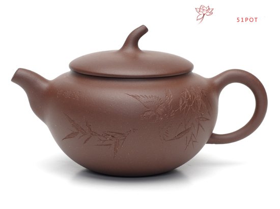 紫砂壶图片：小茄段   泥料：原矿老拼紫   容量：220CC - 美壶网