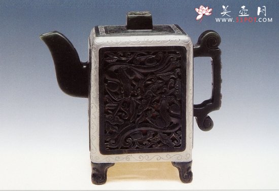 紫砂壶图片：包玉四方镂空 - 美壶网