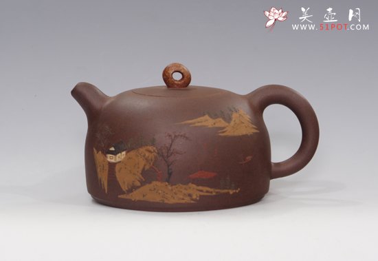紫砂壶图片：泥绘半月 - 美壶网