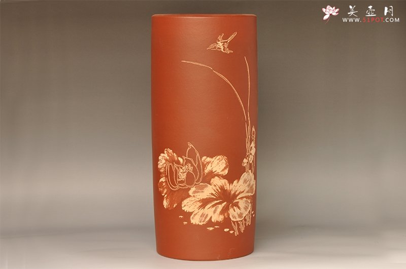 紫砂壶图片：荷花小鸟千筒 - 美壶网