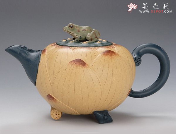紫砂壶图片：青蛙荷花壶 - 美壶网
