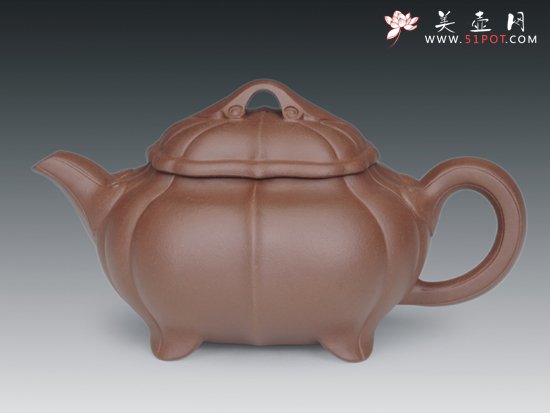 紫砂壶图片：四脚菱花 - 美壶网