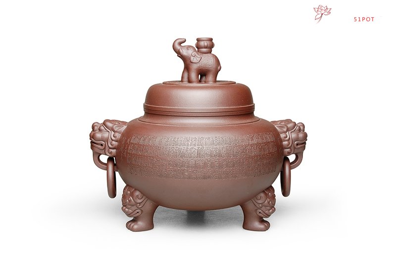 紫砂壶图片：狮象玉鼎 - 美壶网