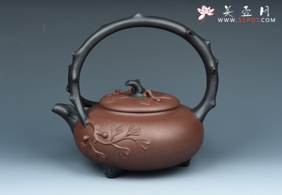 紫砂壶图片：银杏提梁 - 美壶网