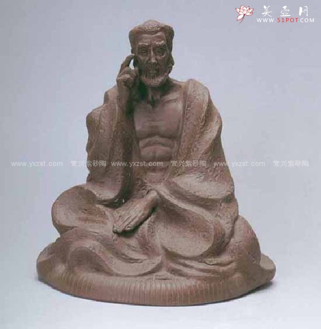 紫砂壶图片：沉思罗汉(雕塑) - 美壶网