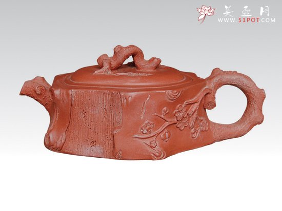 紫砂壶图片：树桩  紫泥 35... - 美壶网