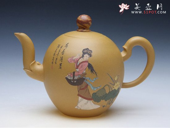 紫砂壶图片：彩绘大一粒珠 - 美壶网