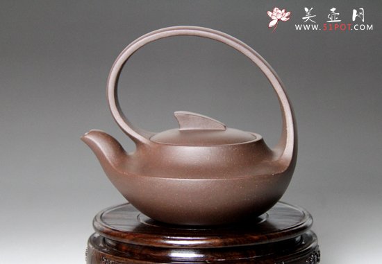 紫砂壶图片：提梁曲壶 - 美壶网