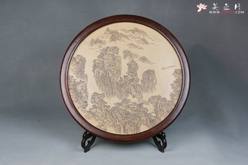 紫砂壶图片：山水有清音艺术盘 - 美壶网