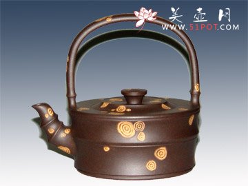 紫砂壶图片：斑竹提梁 - 美壶网