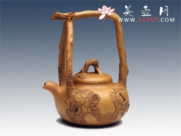 紫砂壶图片：树瘿提梁壶 - 美壶网