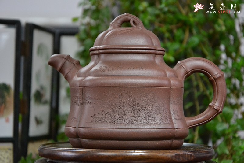 紫砂壶图片：四方竹鼎 - 美壶网