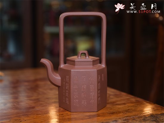 紫砂壶图片：六方提梁16000元 - 美壶网
