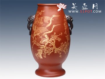 紫砂壶图片：双耳祥瑞瓶 - 美壶网