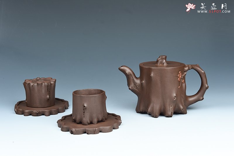 紫砂壶图片：五头梅桩套壶 - 美壶网