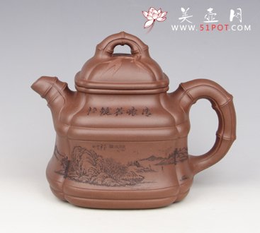 紫砂壶图片：四方竹鼎 - 美壶网