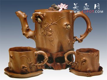 紫砂壶图片：松鼠葡萄 - 美壶网