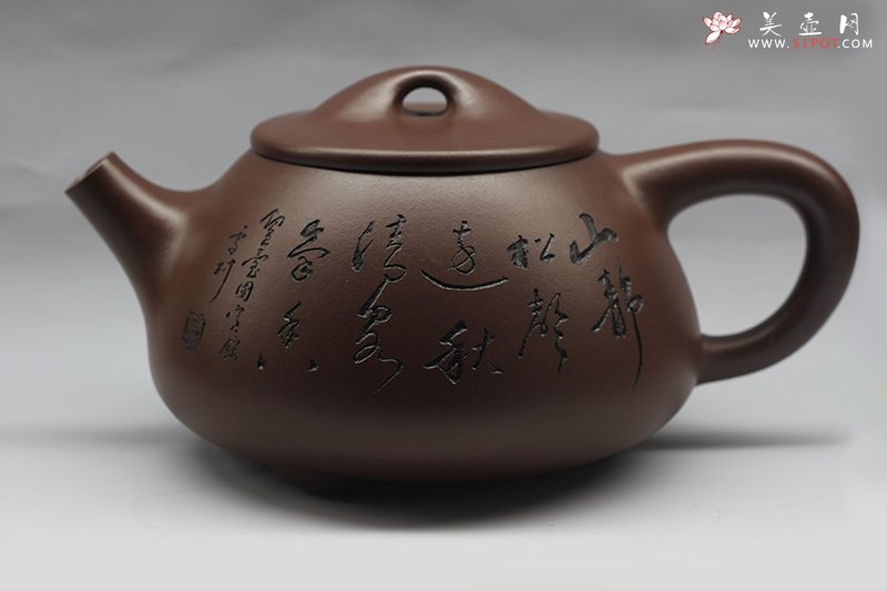 紫砂壶图片：石瓢，雪村刻 - 美壶网