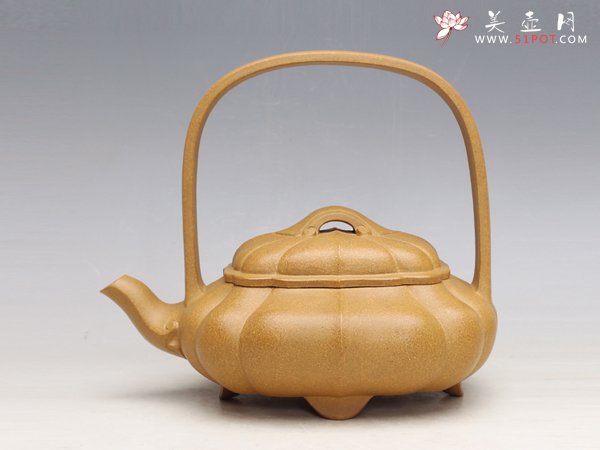 紫砂壶图片：菱花提梁(段泥) - 美壶网