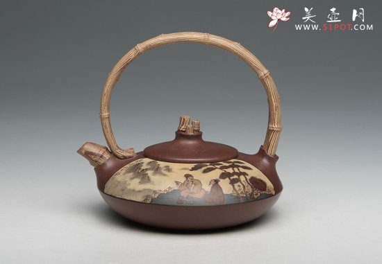 紫砂壶图片：双竹提梁 - 美壶网