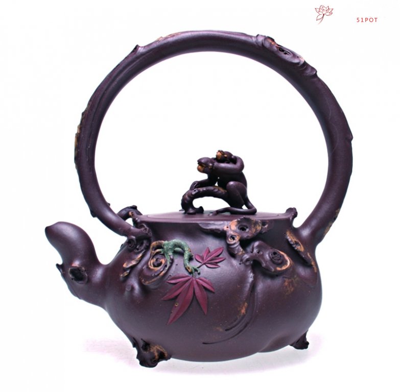 紫砂壶图片：辈辈封侯提梁 - 美壶网