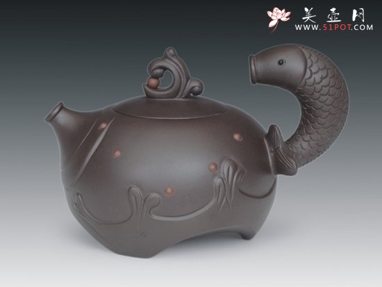 紫砂壶图片：鱼壶 - 美壶网
