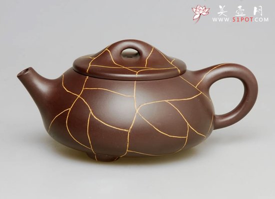 紫砂壶图片：开片石瓢（纯紫老泥）200cc - 美壶网