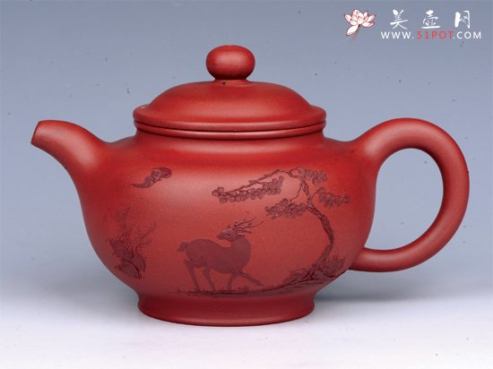 紫砂壶图片：福禄寿（清水泥绘） - 美壶网