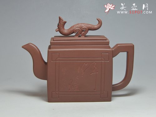 紫砂壶图片：龙凤呈祥 400CC 清水泥 - 美壶网