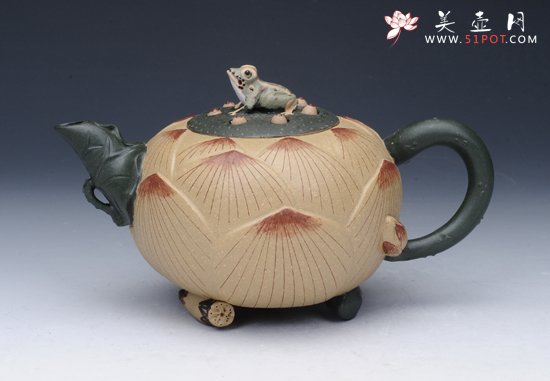 紫砂壶图片：青蛙莲心壶 - 美壶网
