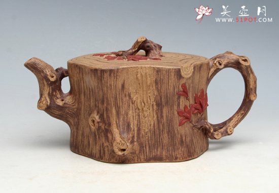 紫砂壶图片：红枫树皮桩 - 美壶网