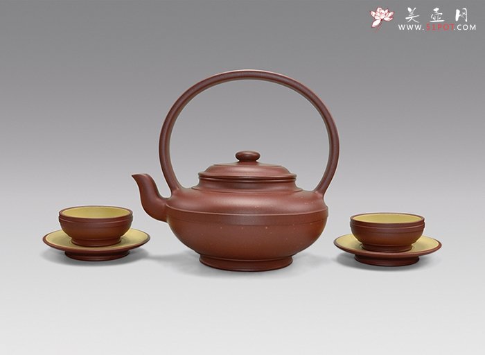 紫砂壶图片：线圆提梁套壶 - 美壶网