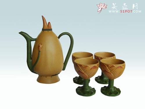 紫砂壶图片：荷花酒具 - 美壶网