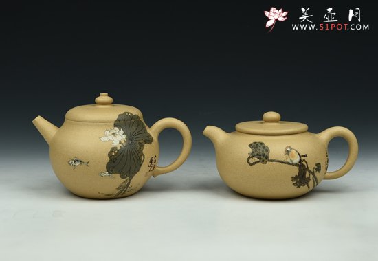 紫砂壶图片：如意对壶 - 美壶网