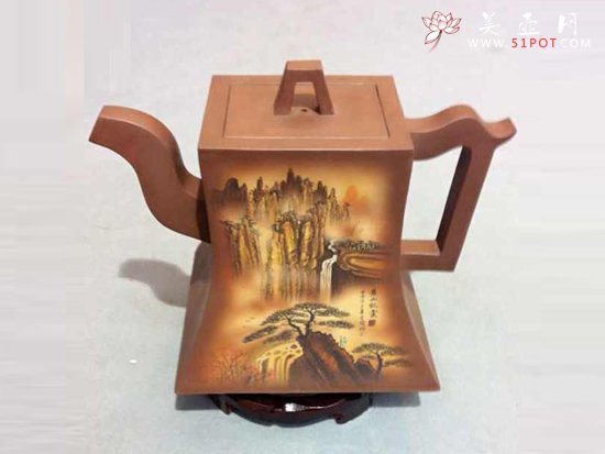 紫砂壶图片：山水大升方 - 美壶网