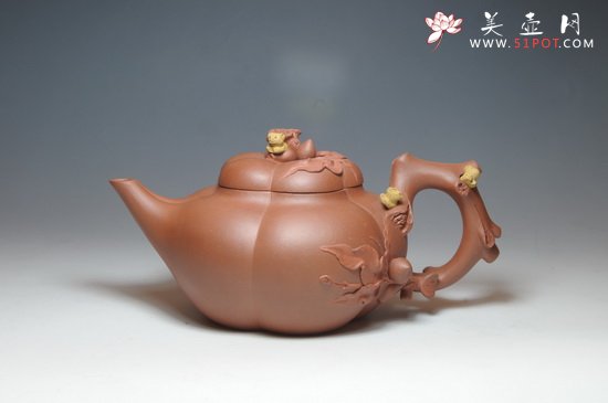 紫砂壶图片：松鼠桃叶 - 美壶网