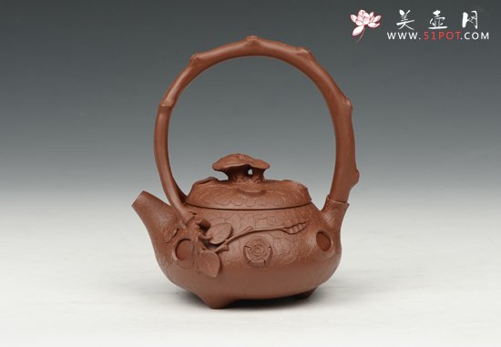 紫砂壶图片：灵芝提梁壶 - 美壶网