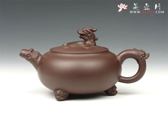 紫砂壶图片：三足龙狮会 - 美壶网