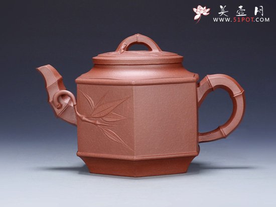 紫砂壶图片：小六方竹段1 - 美壶网
