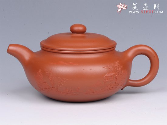 紫砂壶图片：仿古（朱泥泥绘） - 美壶网