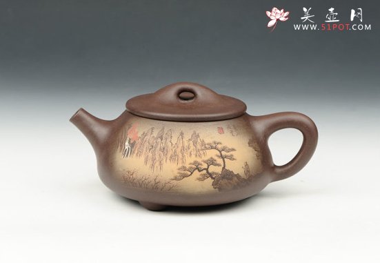 紫砂壶图片：山水石瓢 - 美壶网