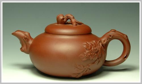 范国名紫砂壶 牡丹 原矿清水泥