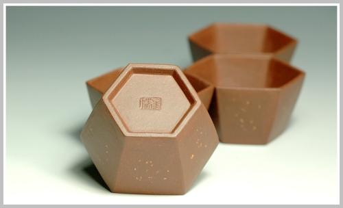 史金妹紫砂壶 精品六方点砂杯子 一套六六大顺 原矿底槽清