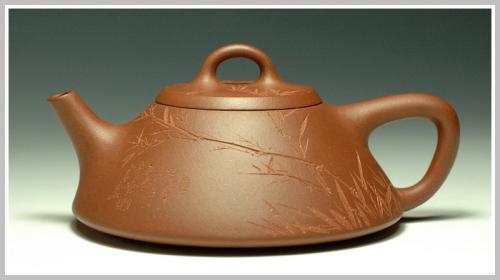 李彦雄紫砂壶 刻竹的瓢2 原矿底槽清