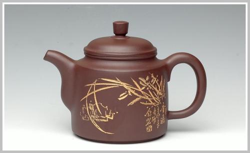 李彦雄紫砂壶 描金兰花之玉柱 原矿紫泥