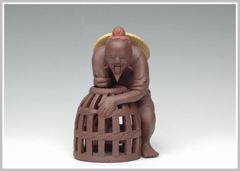 王健紫砂壶 渔翁得利 原矿紫泥