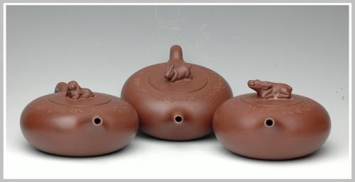 蔡一强紫砂壶 旺壶集合之旺财/玉兔/牛运 原矿紫泥